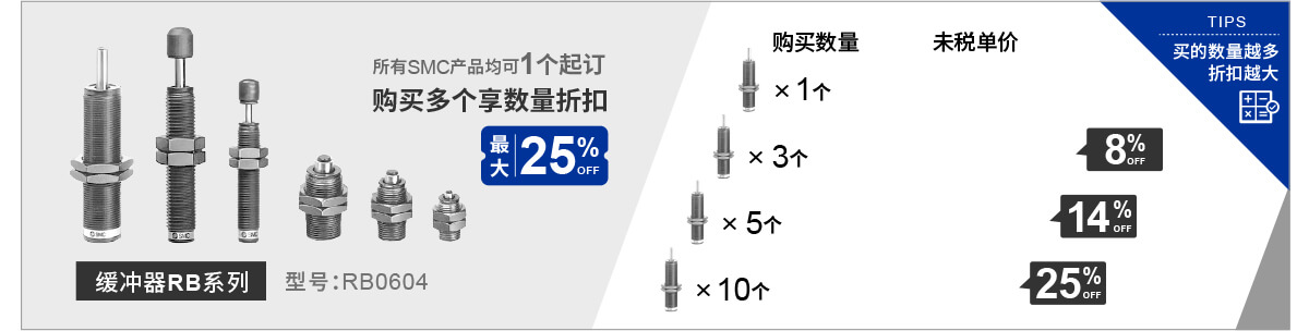 所有SMC產(chǎn)品均可1個起訂 購買多個享數(shù)量折扣 最大25%off