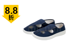 PU防靜電藏青色帆布四孔鞋