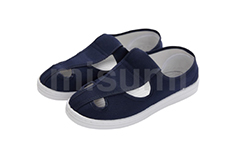 PVC防靜電藏青色帆布四孔鞋