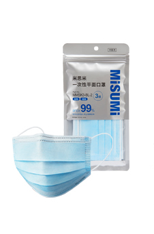 超舒適藍(lán)色平面口罩(5片裝)