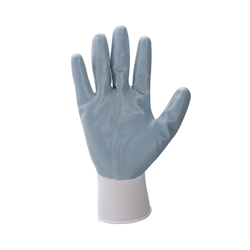 13針掌浸灰色光面丁氰針織手套